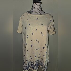 Vintage Take Nine Maternity Shirt Top Tunic Sz Medium Yellow  Blue Floral